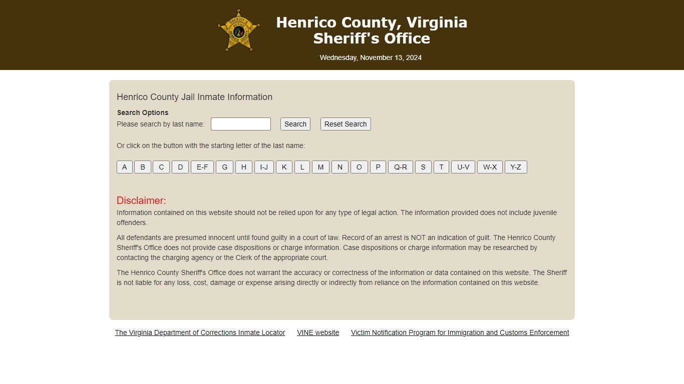 Henrico County Jail Inmate Information