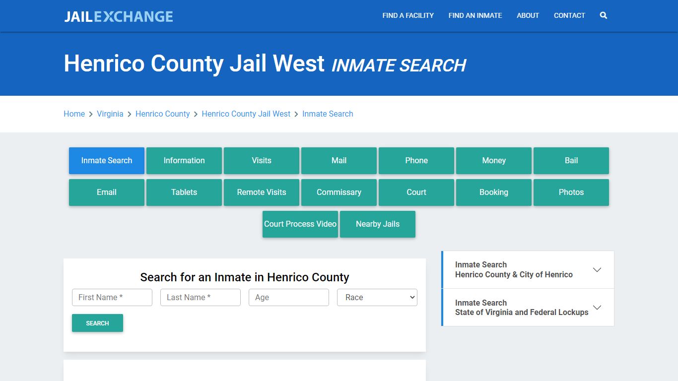 Henrico County Jail West, VA Inmate Search: Roster & Mugshots